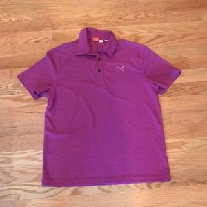 Violet performance mesh boys golf shirt.